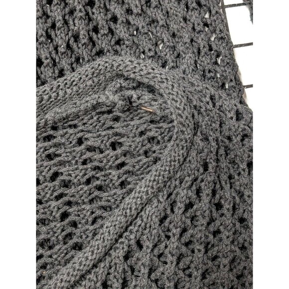 Crochet Open Knit Sweater Women Size XS Roll V Neck Oversized Pullover Goth Y2K - Picture 3 of 11